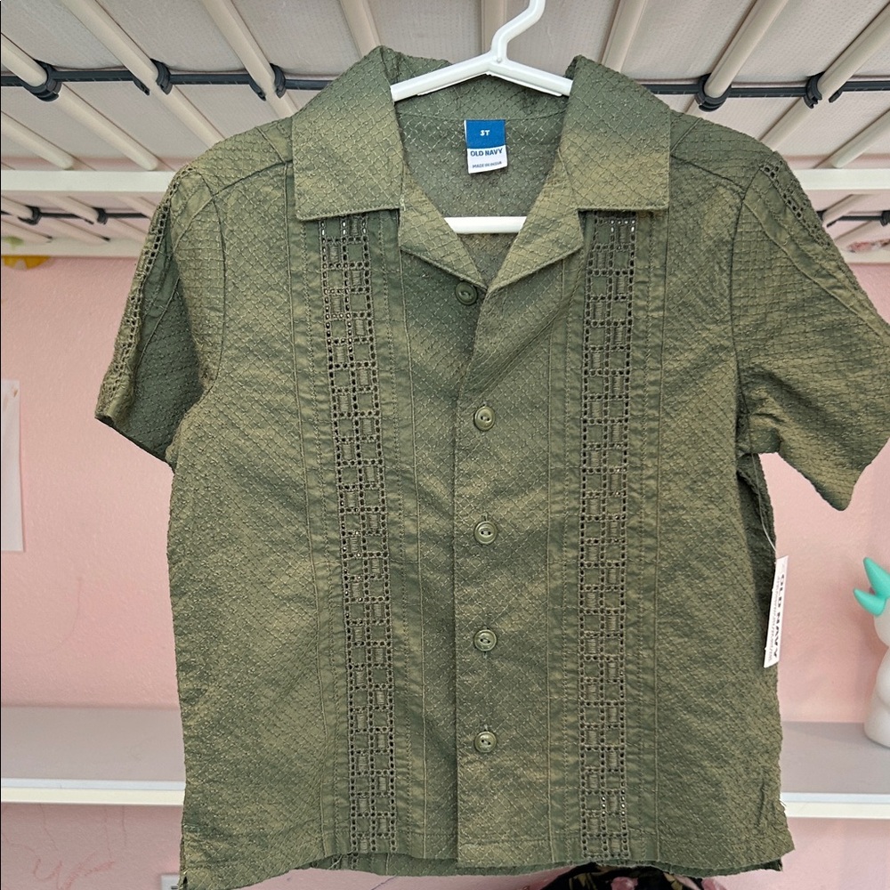 Old Navy Olive Green Textured Shirt